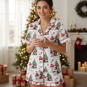 Oops I Got Another Tree Funny Christmas Goose Satin Pajama Set