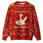Overstimulated But Festive Christmas Ugly Sweater