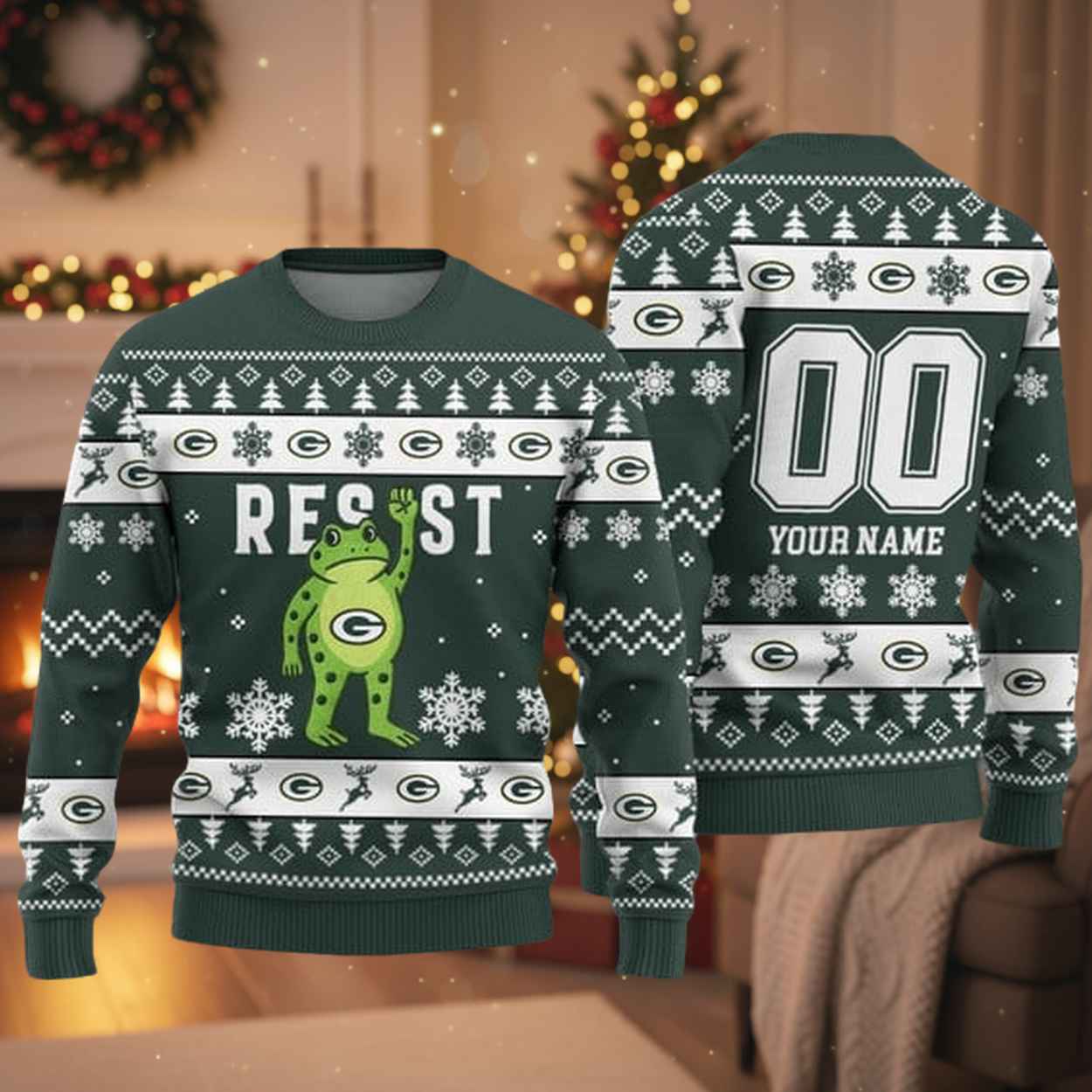 Packers Portland Frog Resist Ugly Christmas Sweater Packers Portland Frog Resist Ugly Christmas Sweater