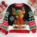 Personalized Baby Reindeer Ugly Christmas Sweater