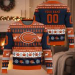 Personalized Bears Football 2025 Ugly Christmas Sweater