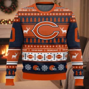 Personalized Bears Football 2025 Ugly Christmas Sweater