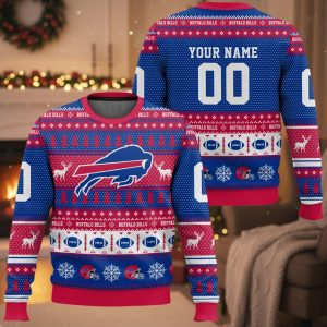 Personalized Bills Football 2025 Ugly Christmas Sweater