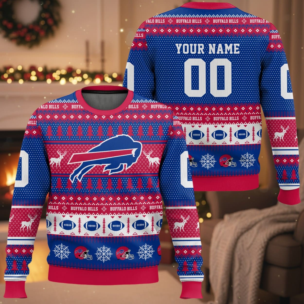Personalized Bills Football 2025 Ugly Christmas Sweater Personalized Bills Football 2025 Ugly Christmas Sweater