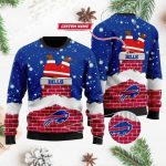 Personalized Bills Funny Santa Claus In The Chimney Ugly Christmas Sweater