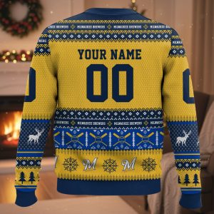 Personalized Brewers Baseball 2025 Ugly Christmas Sweater