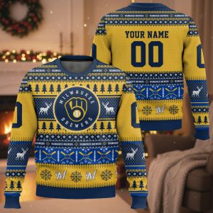 Personalized Brewers Baseball 2025 Ugly Christmas Sweater