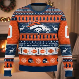 Personalized Broncos Football 2025 Ugly Christmas Sweater