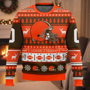 Personalized Browns Football 2025 Ugly Christmas Sweater