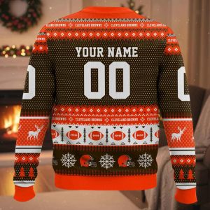 Personalized Browns Football 2025 Ugly Christmas Sweater