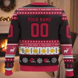 Personalized Cardinals Football 2025 Ugly Christmas Sweater