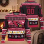 Personalized Cardinals Football 2025 Ugly Christmas Sweater
