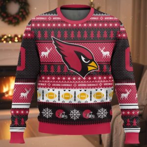 Personalized Cardinals Football 2025 Ugly Christmas Sweater