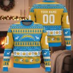 Personalized Chargers Football 2025 Ugly Christmas Sweater