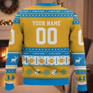 Personalized Chargers Football 2025 Ugly Christmas Sweater