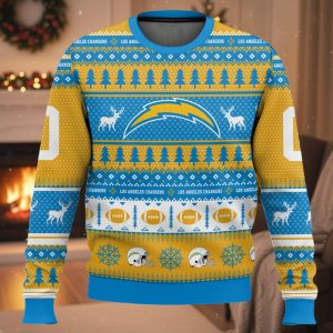 Personalized Chargers Football 2025 Ugly Christmas Sweater