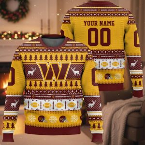 Personalized Commanders Football 2025 Ugly Christmas Sweater