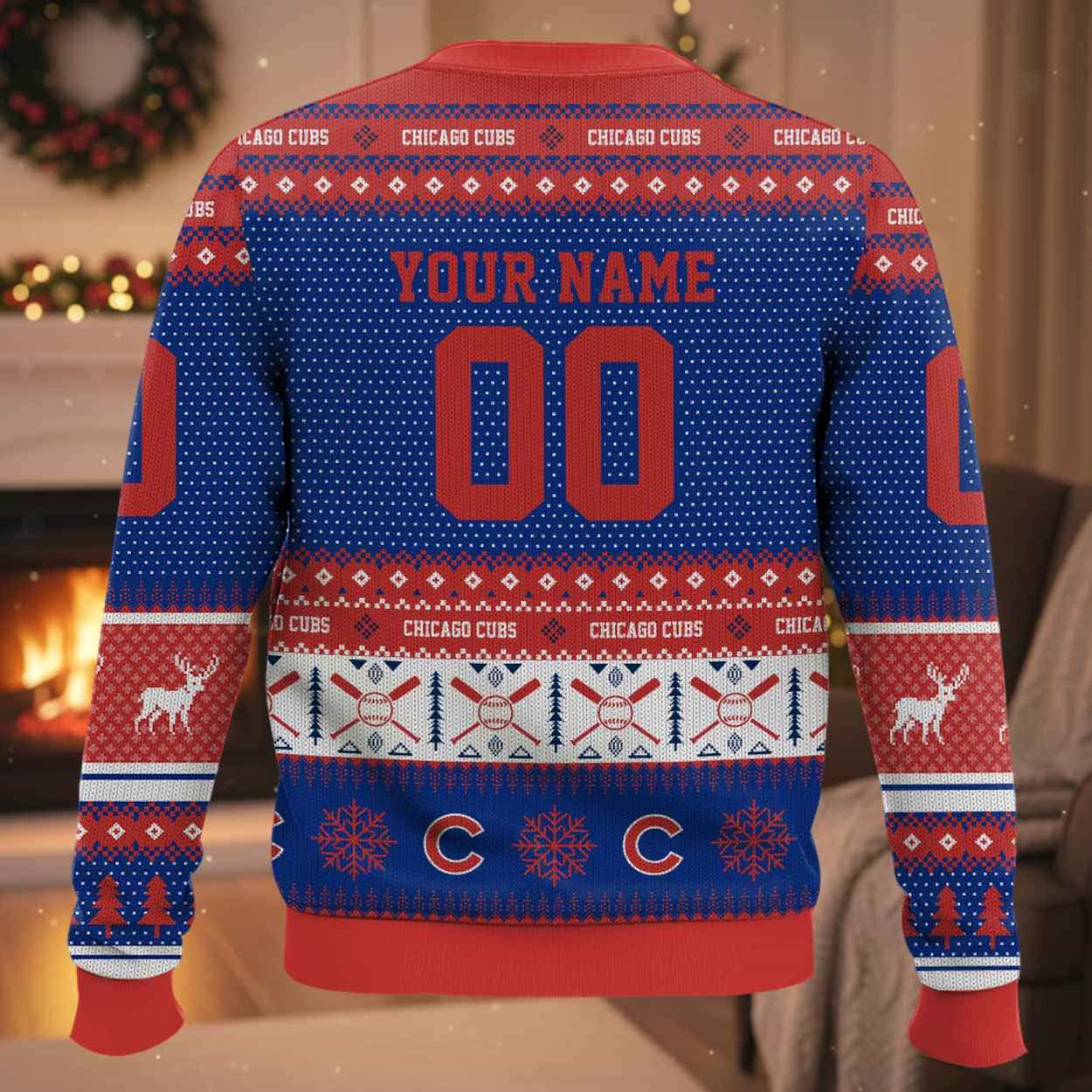 Personalized Cubs Baseball 2025 Ugly Christmas Sweater Personalized Cubs Baseball 2025 Ugly Christmas Sweater