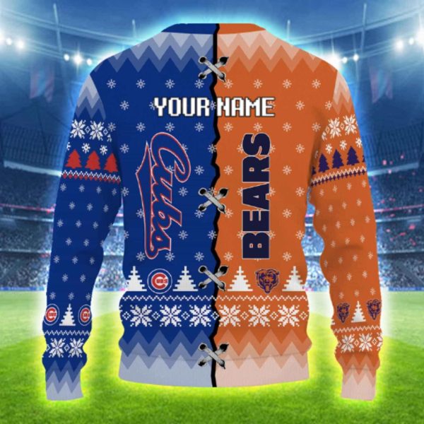 Personalized Cubs x Bears Ugly Christmas Sweater