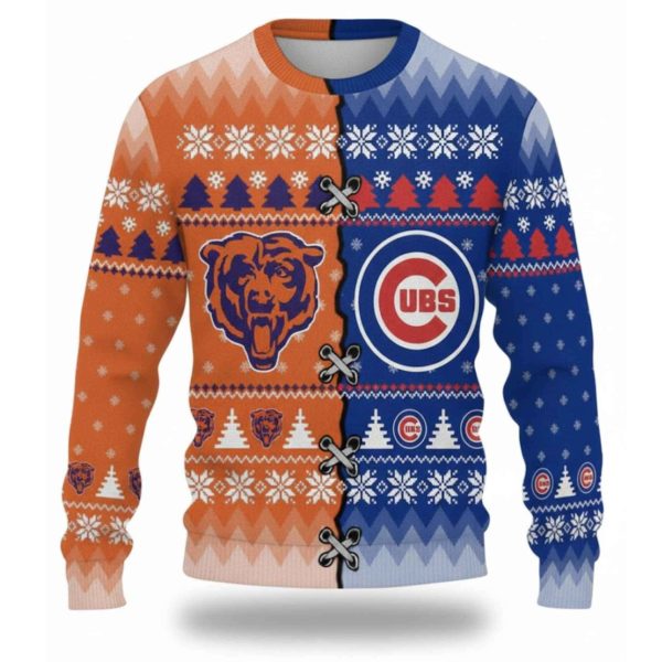 Personalized Cubs x Bears Ugly Christmas Sweater