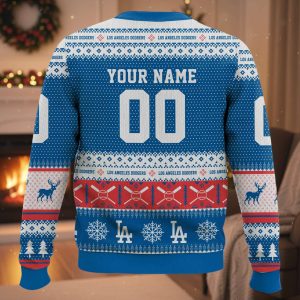 Personalized Dodgers Baseball 2025 Ugly Christmas Sweater
