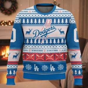Personalized Dodgers Baseball 2025 Ugly Christmas Sweater