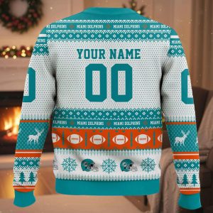 Personalized Dolphins Football 2025 Ugly Christmas Sweater 2 Personalized Dolphins Football 2025 Ugly Christmas Sweater