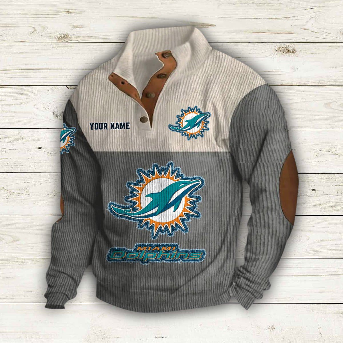Personalized Dolphins Stand-Up Collar Sweatshirt Personalized Dolphins Stand-Up Collar Sweatshirt