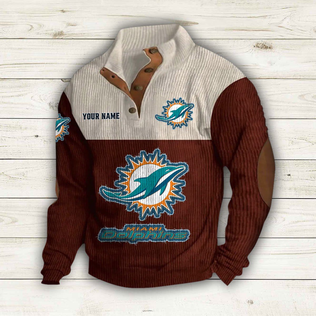 Personalized Dolphins Stand-Up Collar Sweatshirt Personalized Dolphins Stand-Up Collar Sweatshirt