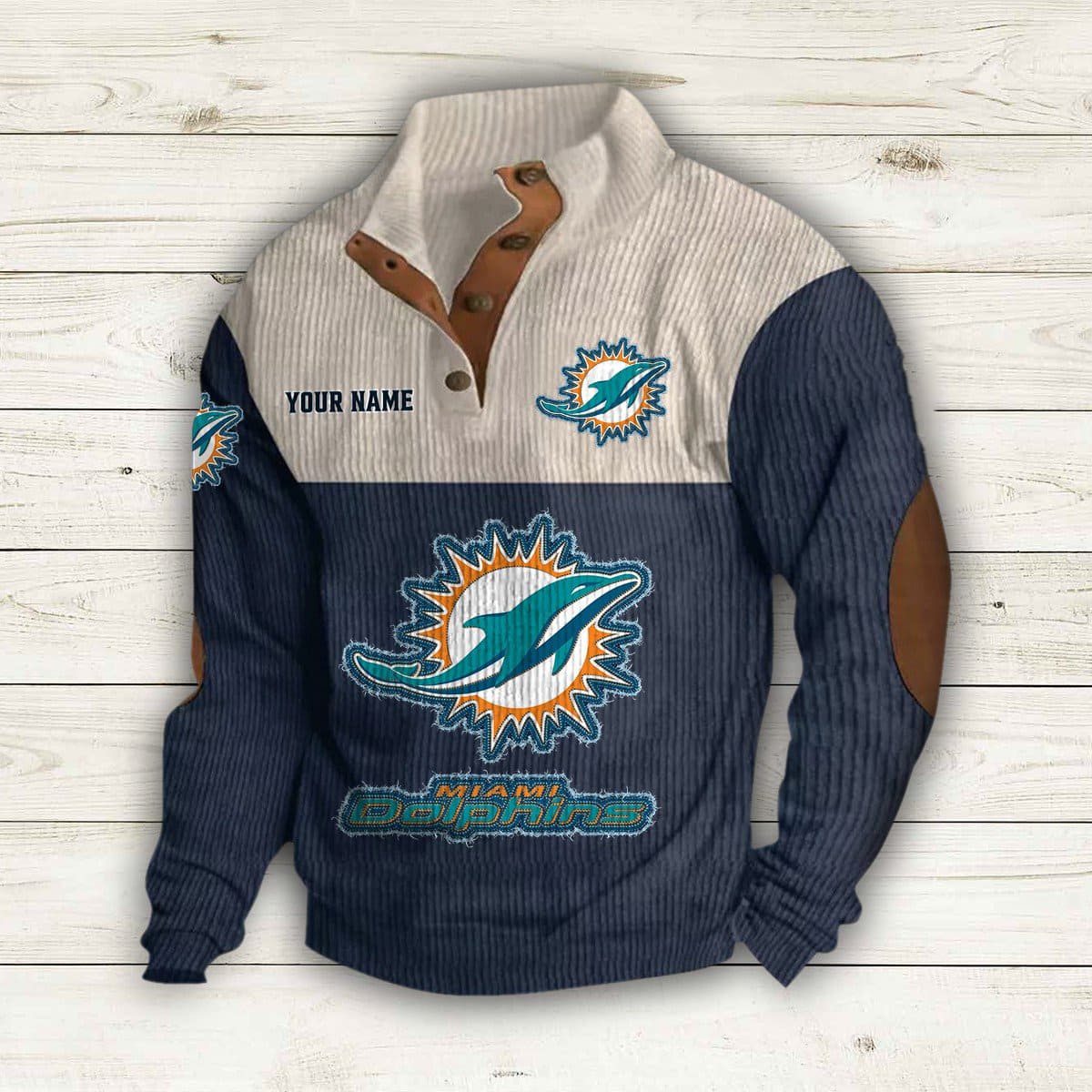 Personalized Dolphins Stand-Up Collar Sweatshirt Personalized Dolphins Stand-Up Collar Sweatshirt