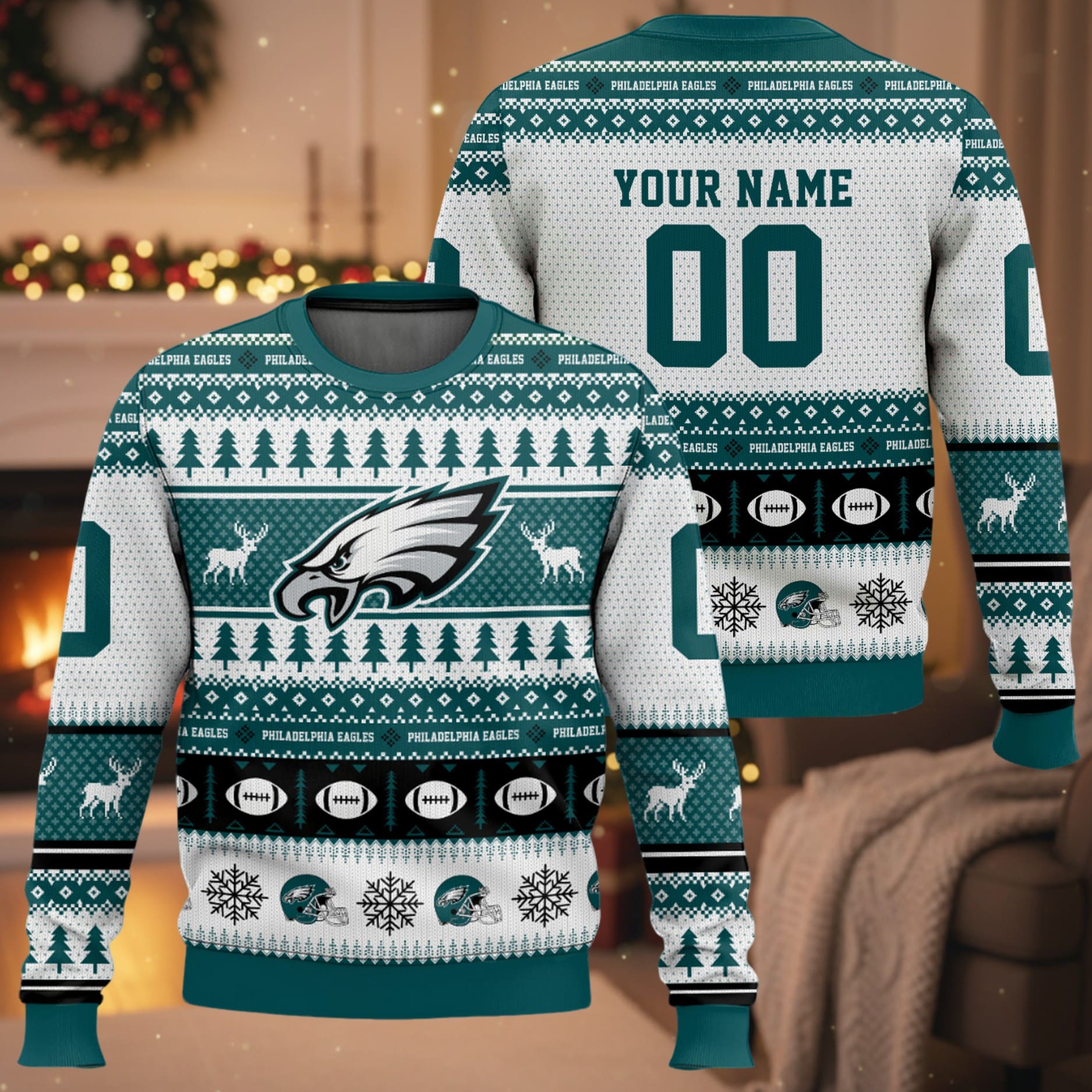 Personalized Eagles Football 2025 Ugly Christmas Sweater Personalized Eagles Football 2025 Ugly Christmas Sweater