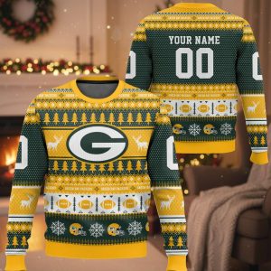 Personalized GB Packers Football 2025 Ugly Christmas Sweater
