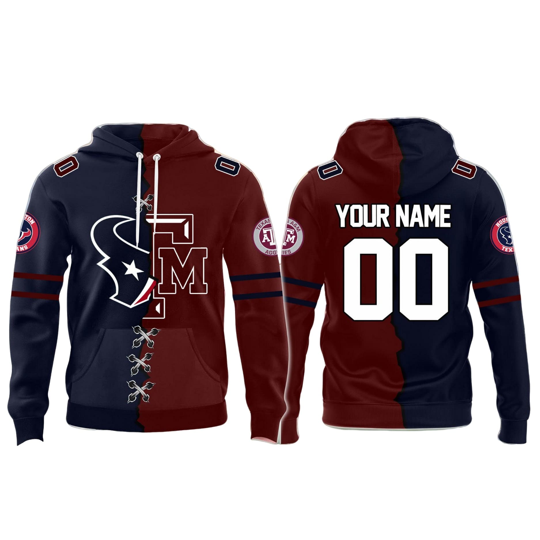 Personalized Houston Texans x Texas AM Aggies Hoodie Personalized Houston Texans x Texas AM Aggies Hoodie