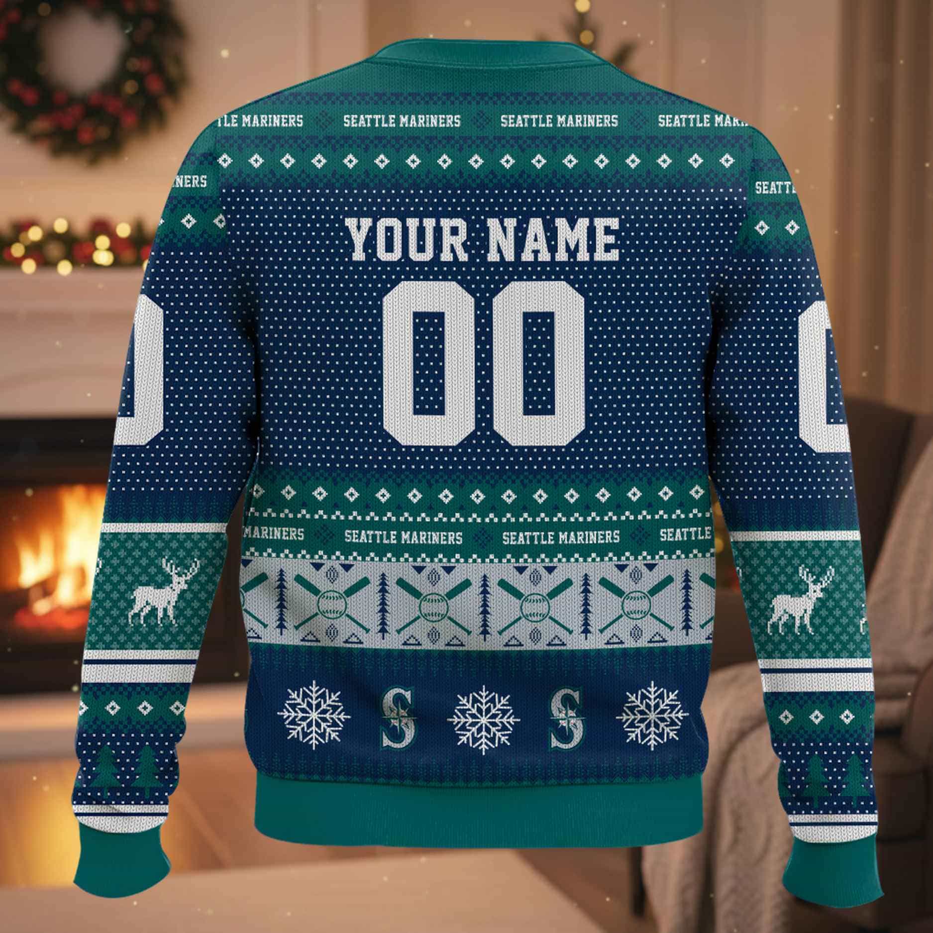 Personalized Mariners Baseball 2025 Ugly Christmas Sweater Personalized Mariners Baseball 2025 Ugly Christmas Sweater