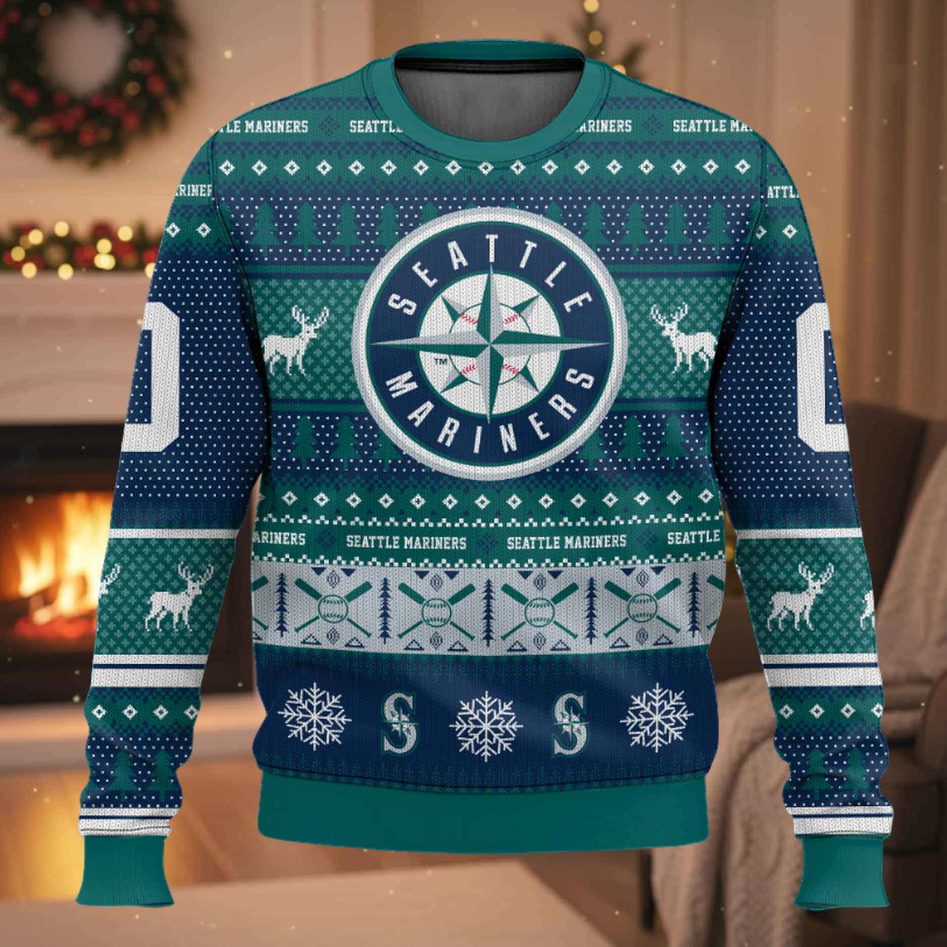 Personalized Mariners Baseball 2025 Ugly Christmas Sweater Personalized Mariners Baseball 2025 Ugly Christmas Sweater