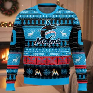 Personalized Marlins Baseball 2025 Ugly Christmas Sweater