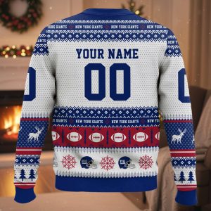 Personalized NY Giants Football 2025 Ugly Christmas Sweater