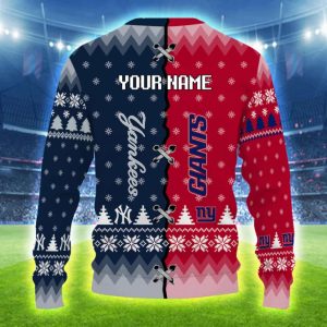 Personalized NY Giants x Yankees Ugly Christmas Sweater