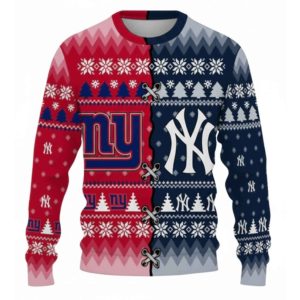 Personalized NY Giants x Yankees Ugly Christmas Sweater