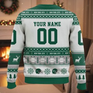 Personalized NY Jets Football 2025 Ugly Christmas Sweater