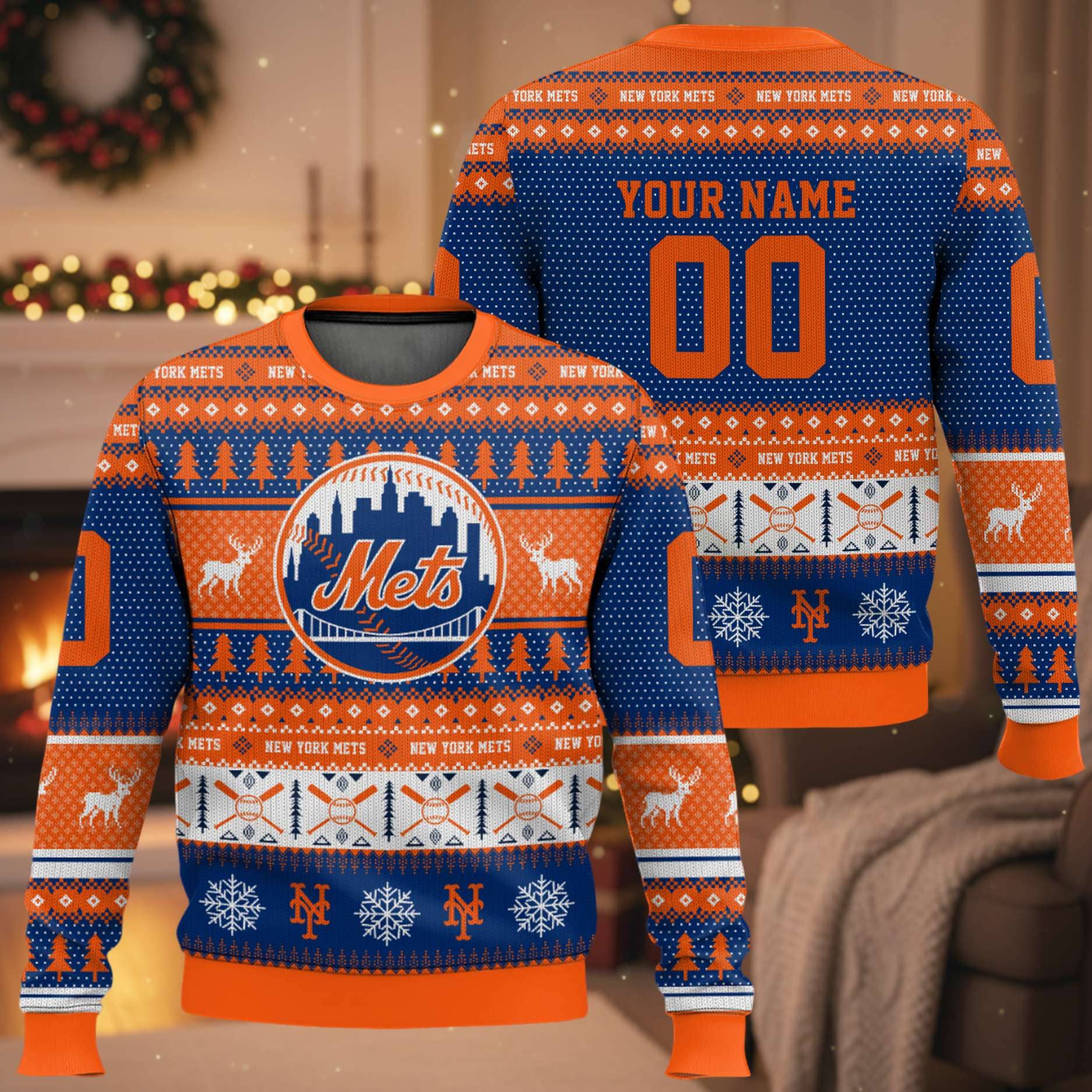 Personalized NY Mets Baseball 2025 Ugly Christmas Sweater Personalized NY Mets Baseball 2025 Ugly Christmas Sweater