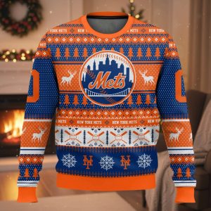Personalized NY Mets Baseball 2025 Ugly Christmas Sweater