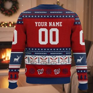 Personalized Nationals Baseball 2025 Ugly Christmas Sweater