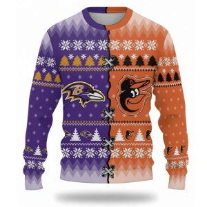 Personalized Orioles x Ravens Ugly Christmas Sweater