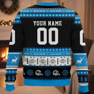 Personalized Panthers Football 2025 Ugly Christmas Sweater
