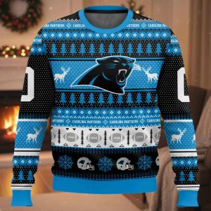 Personalized Panthers Football 2025 Ugly Christmas Sweater