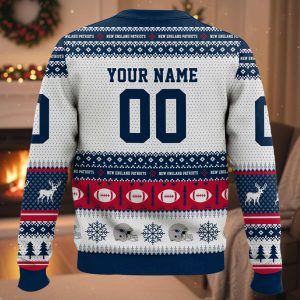 Personalized Patriots Football 2025 Ugly Christmas Sweater