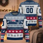 Personalized Patriots Football 2025 Ugly Christmas Sweater