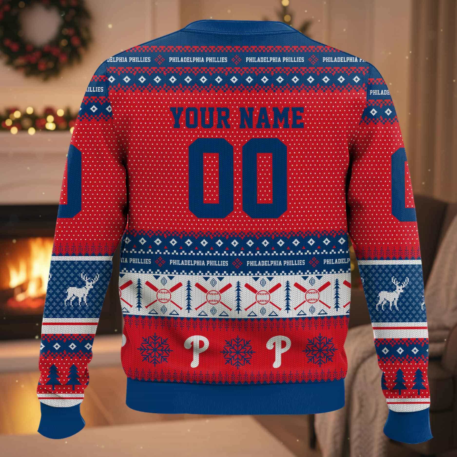 Personalized Phillies Baseball 2025 Ugly Christmas Sweater Personalized Phillies Baseball 2025 Ugly Christmas Sweater