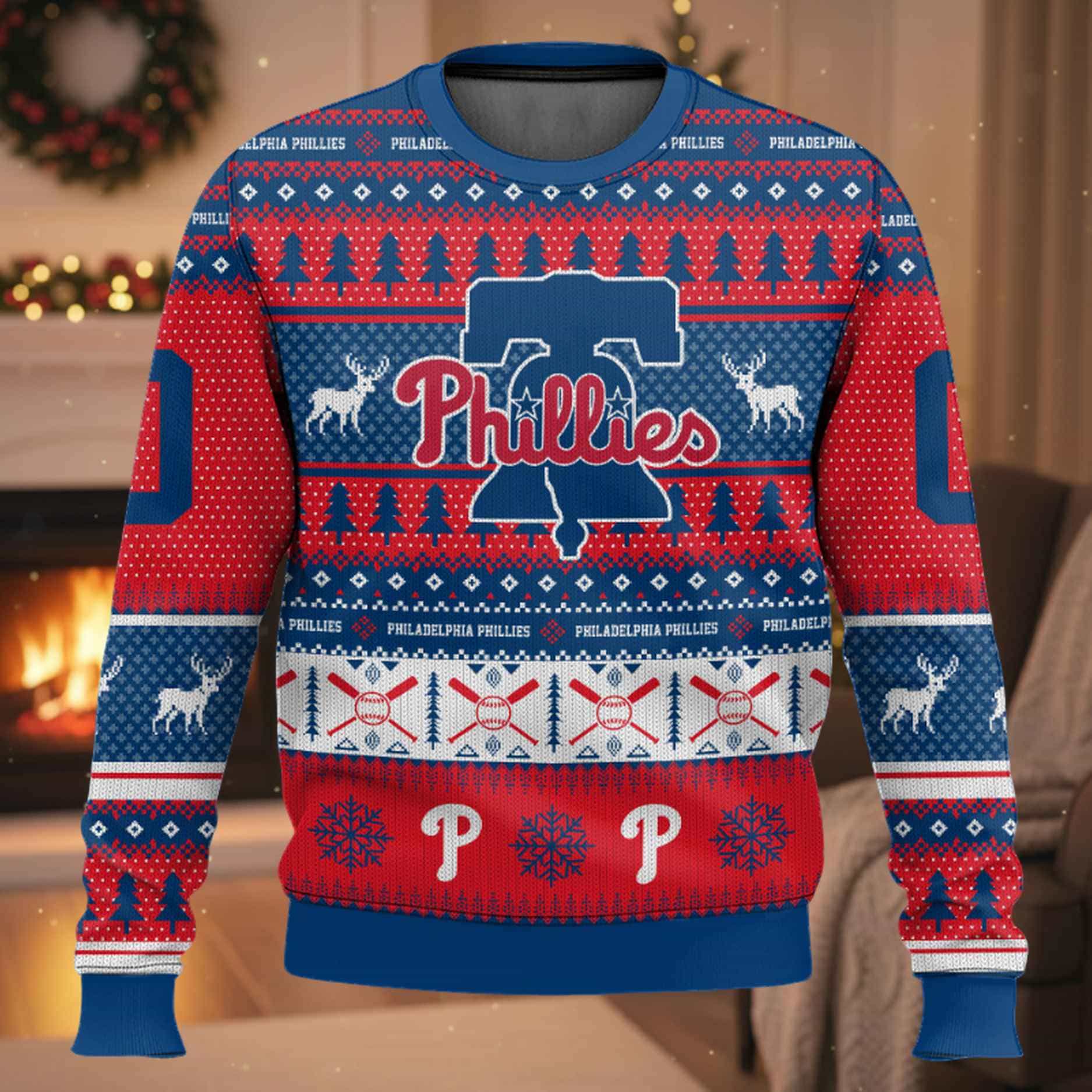 Personalized Phillies Baseball 2025 Ugly Christmas Sweater Personalized Phillies Baseball 2025 Ugly Christmas Sweater